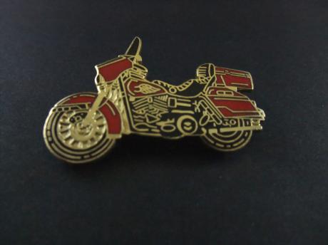 Harley-Davidson Electra Gilde met koffer rood-goudkleurig motor naar links